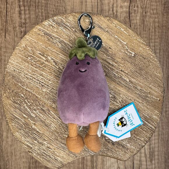 Jellycat Eggplant Bag Charm Jellycat Charm Bag Flair Gift FAST SHIP NEW - Picture 2 of 8